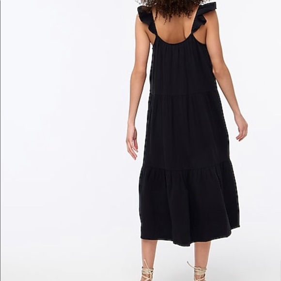 J. Crew soft crepe fabric ruffle shoulder dress - Picture 2 of 4